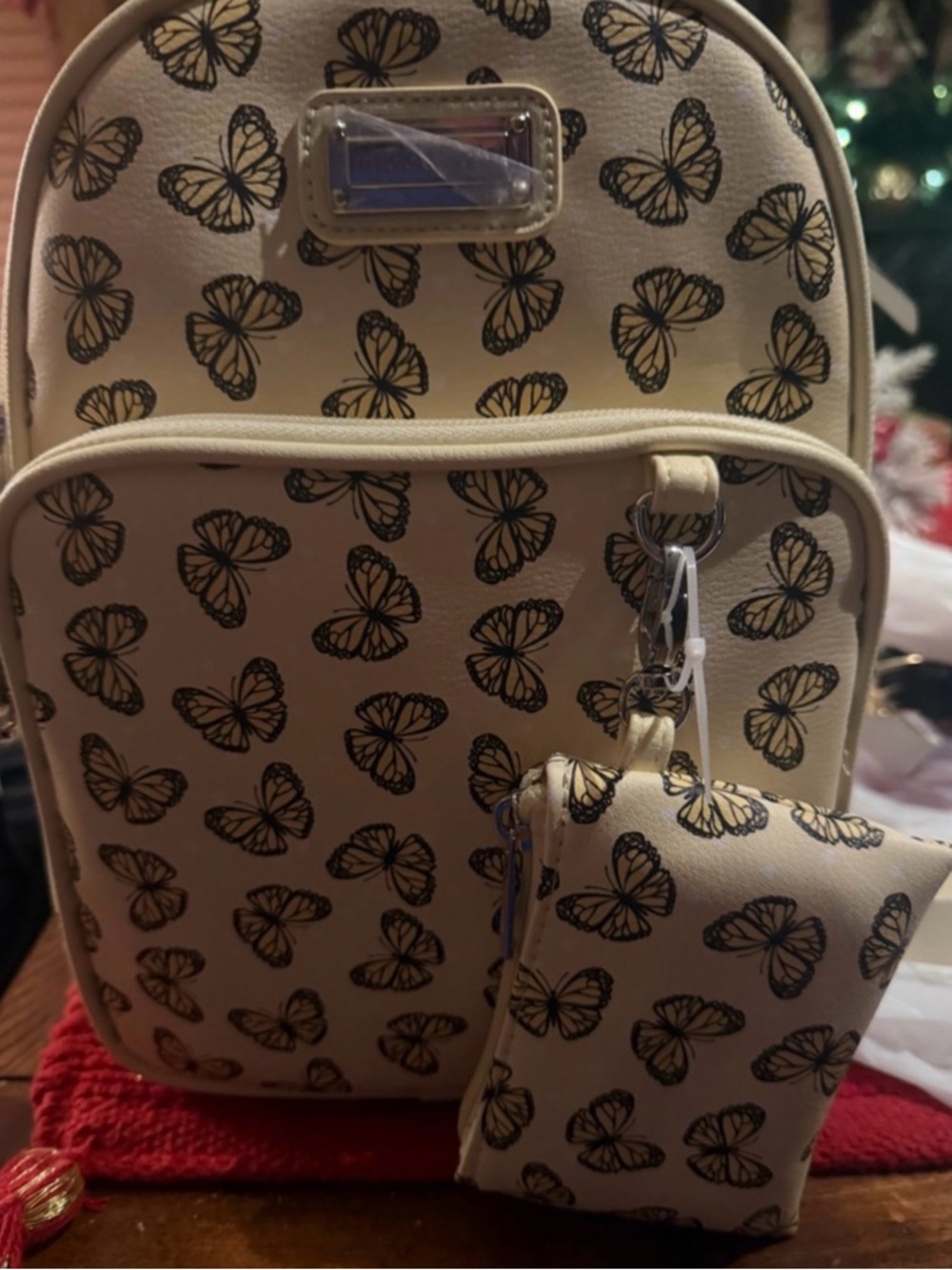 Madden Girl Yellow Butterfly Mini Backpack with Matching Pouch - Picture 3 of 4
